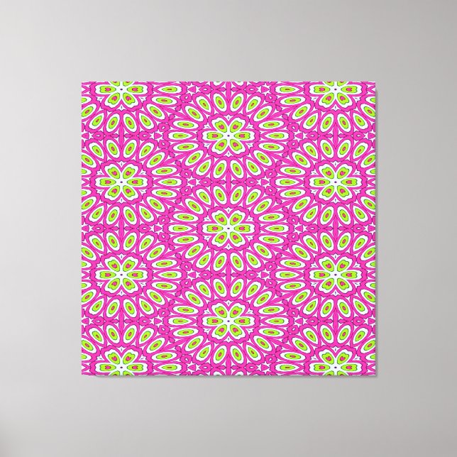 Lienzo Rosa caliente, verde limón Pop Art (Anverso)