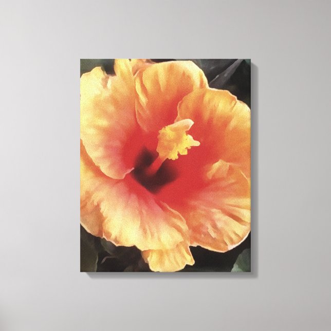 Lienzo Rosa chino flor floro artístico (Anverso)