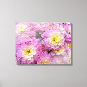 Lienzo Rosa Con Tonos Amarillos Crisantemos
