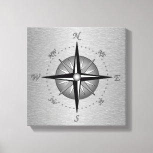 Lienzo Rosa de brújula gris