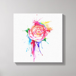 Lienzo Rosa de goteo de pintura de color de agua