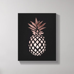 Lienzo rosa de oro claro elegante piña tropical