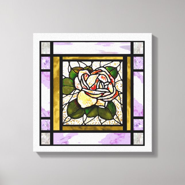Lienzo Rosa de oro de vidrio manchado Art Deco (Anverso)