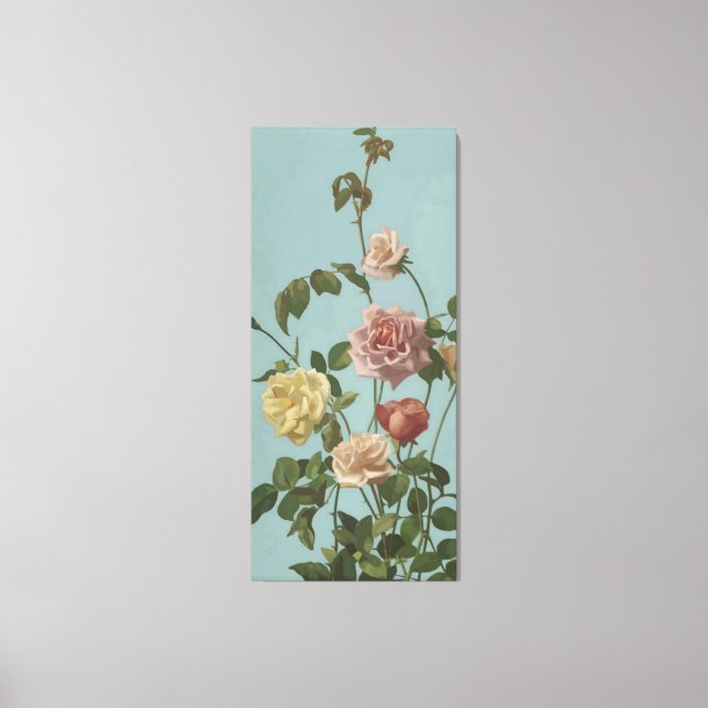 Lienzo Rosa de té de época y Rosas de Rubor (Anverso)