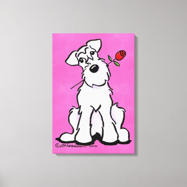 Lienzo Rosa especial de Schnauzer blanco (Anverso)