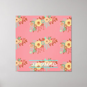Lienzo Rosa floral boho moderno