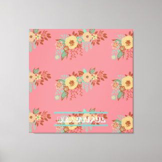 Lienzo Rosa floral boho moderno