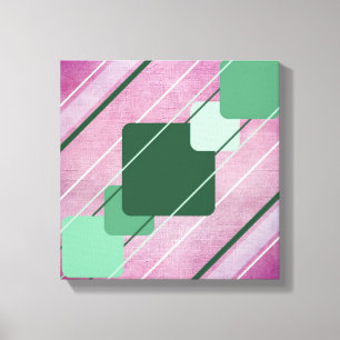 Lienzo rosa fucsia verde geométrico Lienzo envuelt