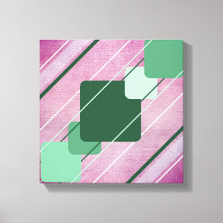 Lienzo rosa fucsia verde geométrico Lienzo envuelt