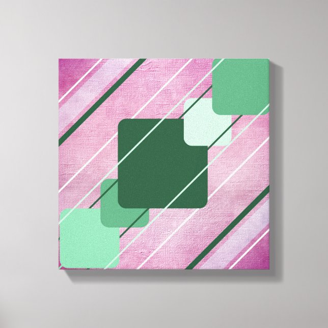 Lienzo rosa fucsia verde geométrico Lienzo envuelt (Anverso)