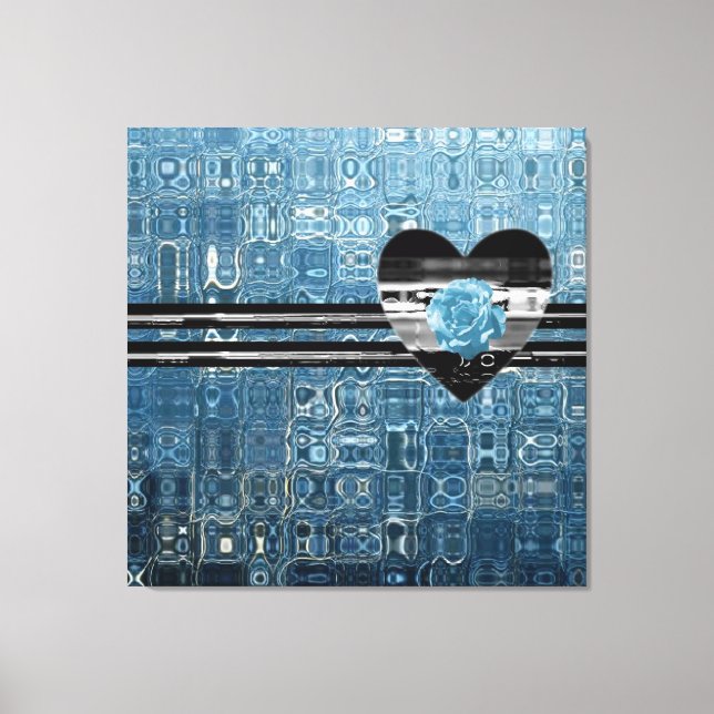 Lienzo Rosa helado corazón azul (Anverso)