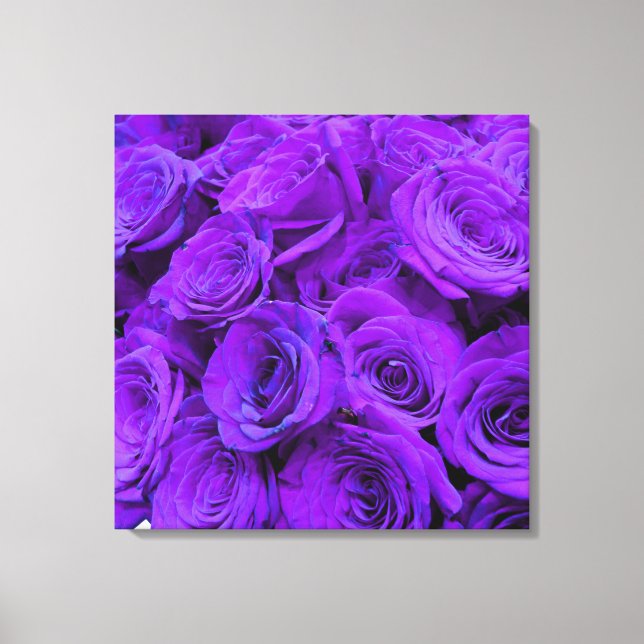 Lienzo Rosa morado, flores azul violeta vibrante (Anverso)