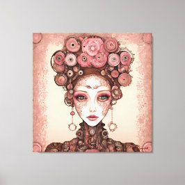 LIENZO ROSA PINK STEAMPUNK FUTURO FANTASÍA MUJER RETRATO