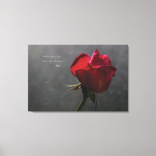 Lienzo Rosa Roja, cita Rumi, 36" x 24" - GRAN