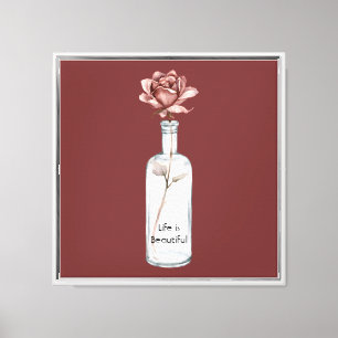 Lienzo Rosa Roja en Botella