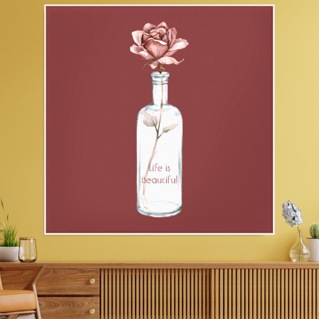 Lienzo Rosa Roja en Botella (Insitu (Sala de estar))