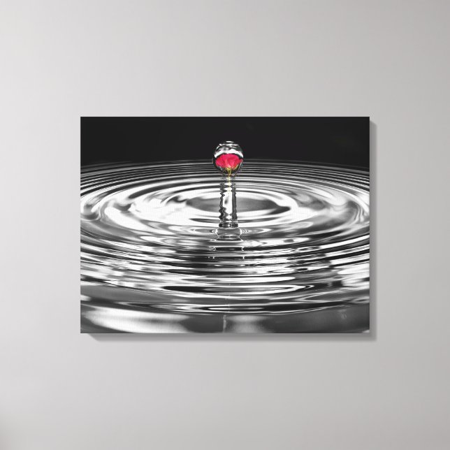 Lienzo rosa roja en gota de agua (Anverso)