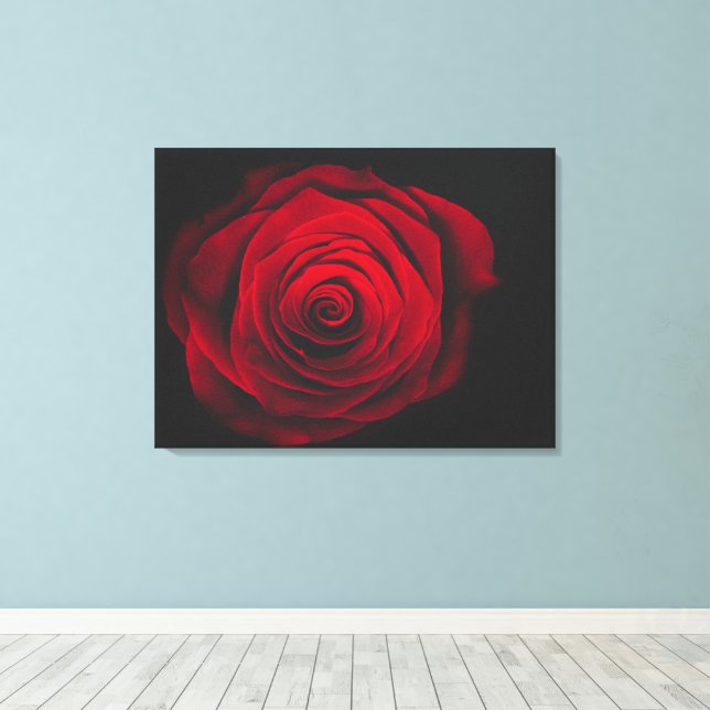 Lienzo Rosa roja sobre fondo negro efecto vintage (Insitu (piso de madera))
