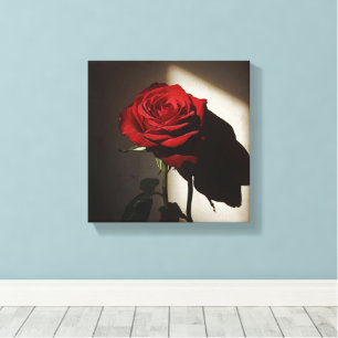 Lienzo Rosa Roja Sombra - Dramático claroscuro Floral Ar