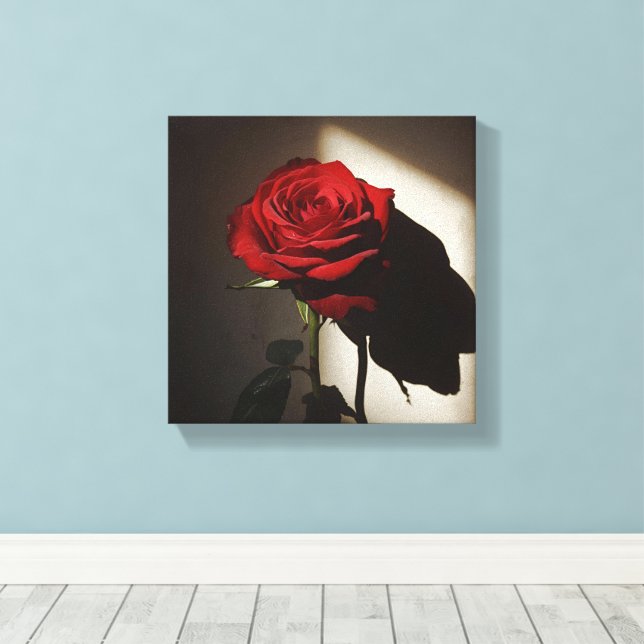 Lienzo Rosa Roja Sombra - Dramático claroscuro Floral Ar (Insitu (piso de madera))