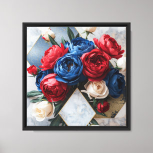 Lienzo Rosa roja y azul elegante minimalista moderna