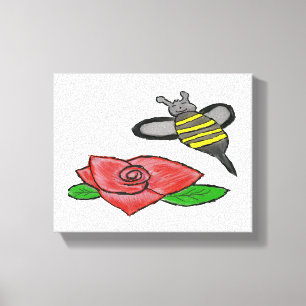 Lienzo Rosas Abeja negra amarilla