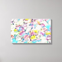 Rosas amarillas rosadas pintando tela estirada Imp