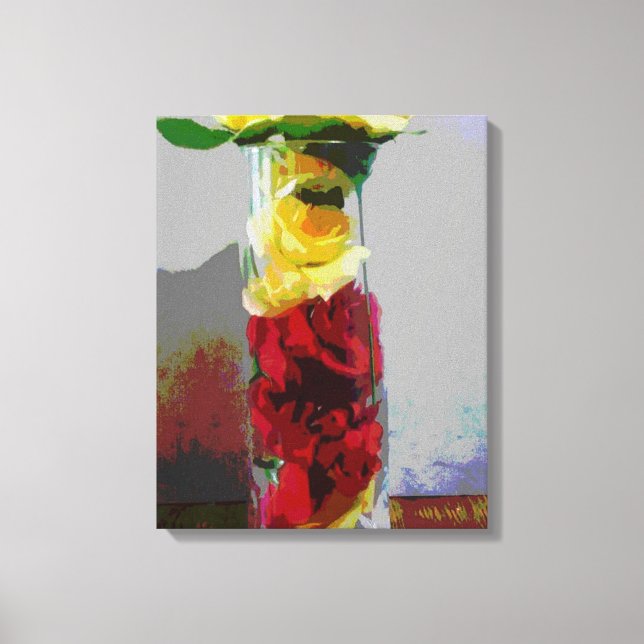 Lienzo Rosas amarillas y rojas (Anverso)