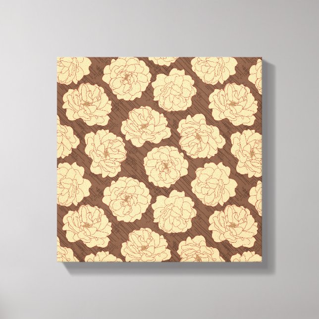 Lienzo Rosas barrocos de nogal marrón - sin costuras. (Anverso)