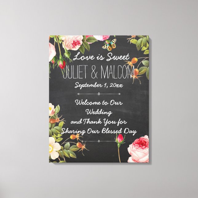 Lienzo Rosas de PixDezines/Recepción de boda de cartón DI (Anverso)