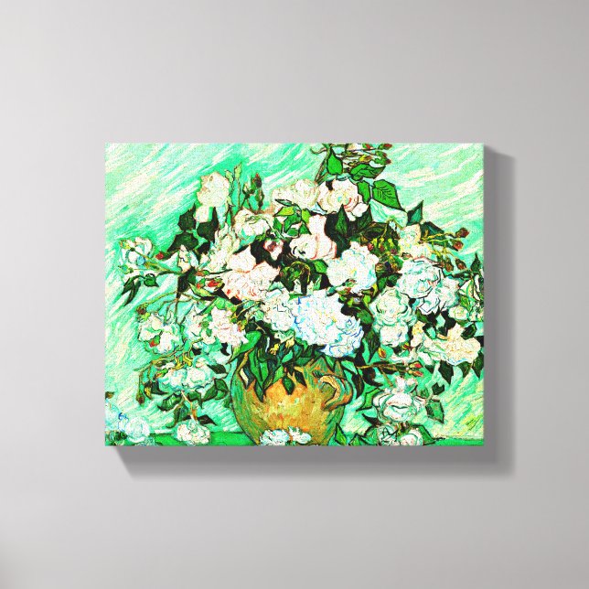 Lienzo Rosas de Vintage Vincent Van Gogh (1890) (Anverso)