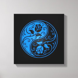 Lienzo Rosas de Yin Yang azul y negro