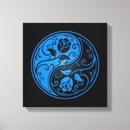 Lienzo Rosas de Yin Yang azul y negro
