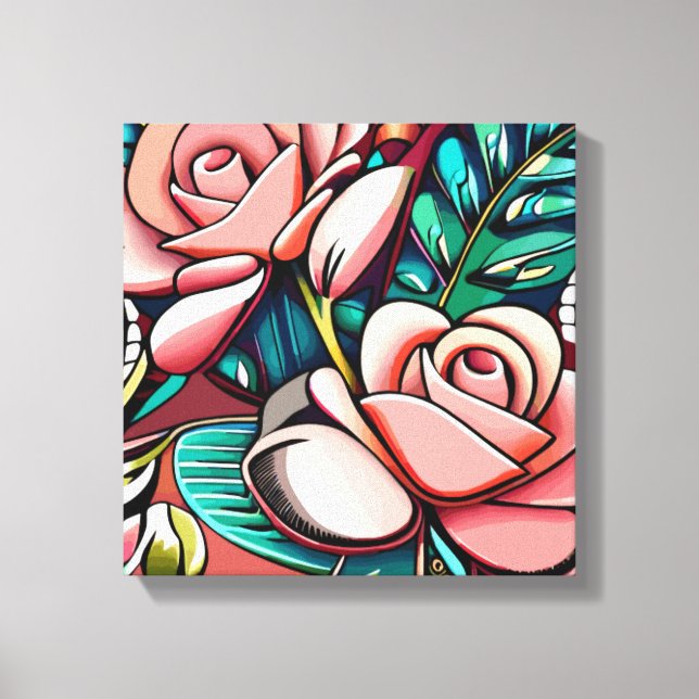 Lienzo Rosas dobles: Un Espectacular Arreglo Floral (Anverso)