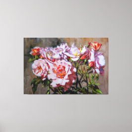 Lienzo Rosas en Pavlovsk - Elegante pintura al óleo rosa