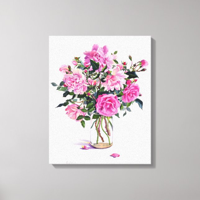 Lienzo Rosas en una jarra de vidrio (Anverso)