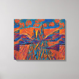 Lienzo Rosas naranjas en el cielo por encima de las monta