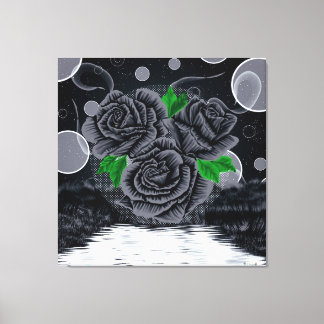 Lienzo Rosas Negras Bajo el Cielo Nocturno