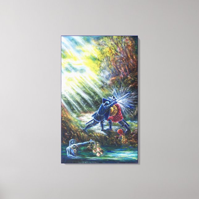 Lienzo ROSAS olvidados luchan contra caballeros, dinero y (Anverso)