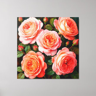 Lienzo Rosas rosadas vibrantes en plena floración