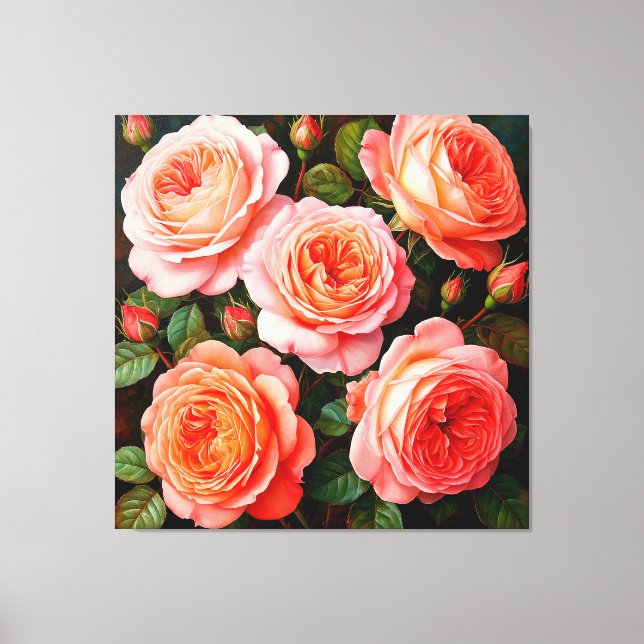 Lienzo Rosas rosadas vibrantes en pleno auge (Anverso)