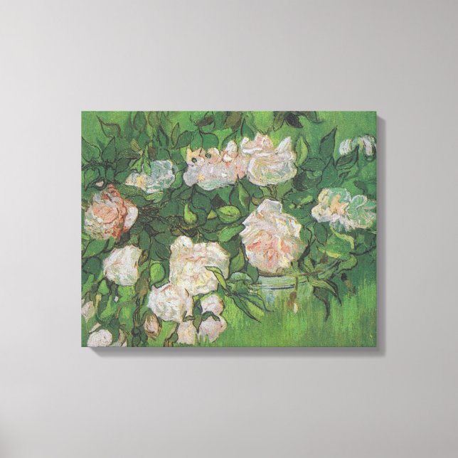 Lienzo Rosas rosadas vintage de Van Gogh (Anverso)