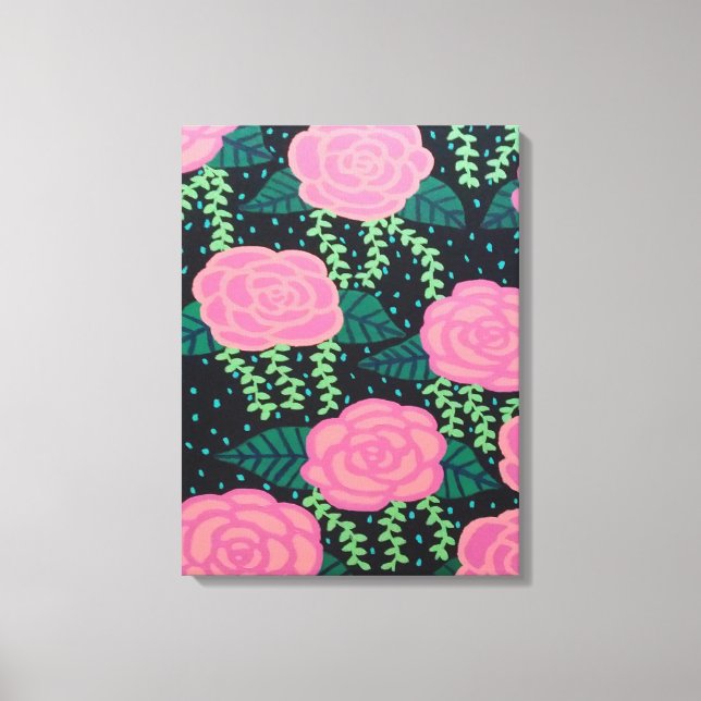 Lienzo Rosas rosados de col (Anverso)