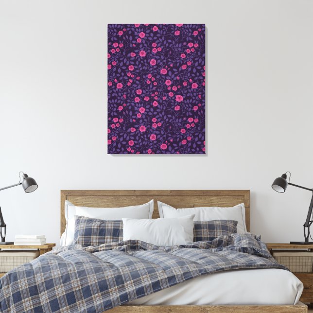Lienzo Rosas silvestres en rosa y morado (Insitu(Dormitorio))