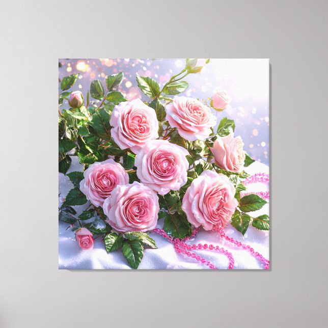 Lienzo Rosas suaves rosadas (Anverso)