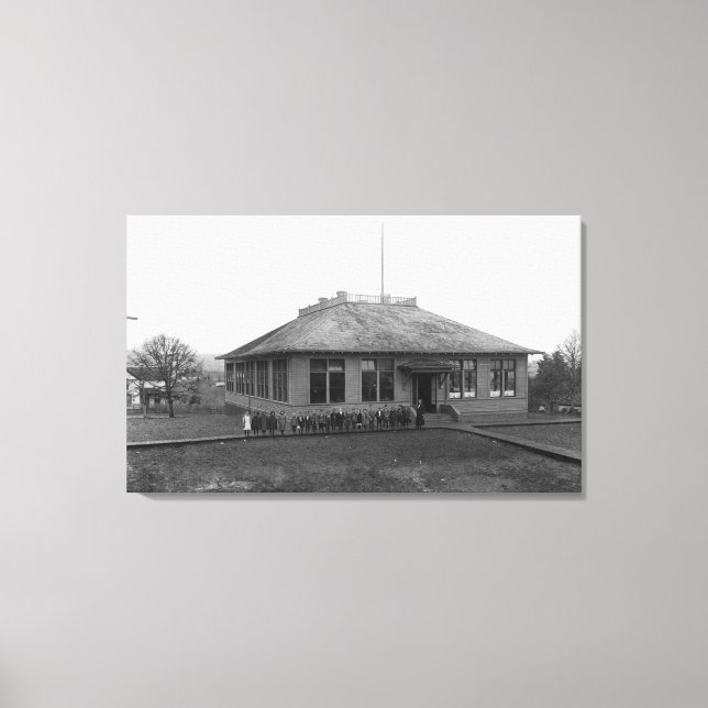 Lienzo Roseburg, O la vista de la escuela pública del Wes (Anverso)