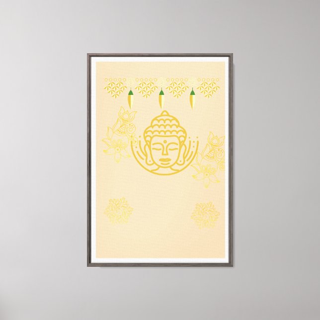 Lienzo Rostro de Buda Dorado con Mandala Floral | Espirit (Anverso)