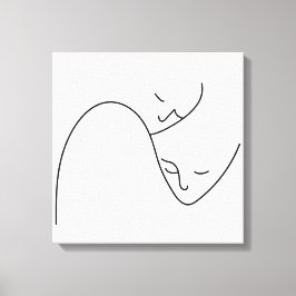 Lienzo Rostros de Personas Líneas Soporte Compañero