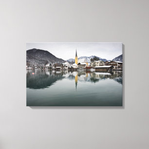 Lienzo Rottach-Egern en Tegernsee, Baviera en invierno