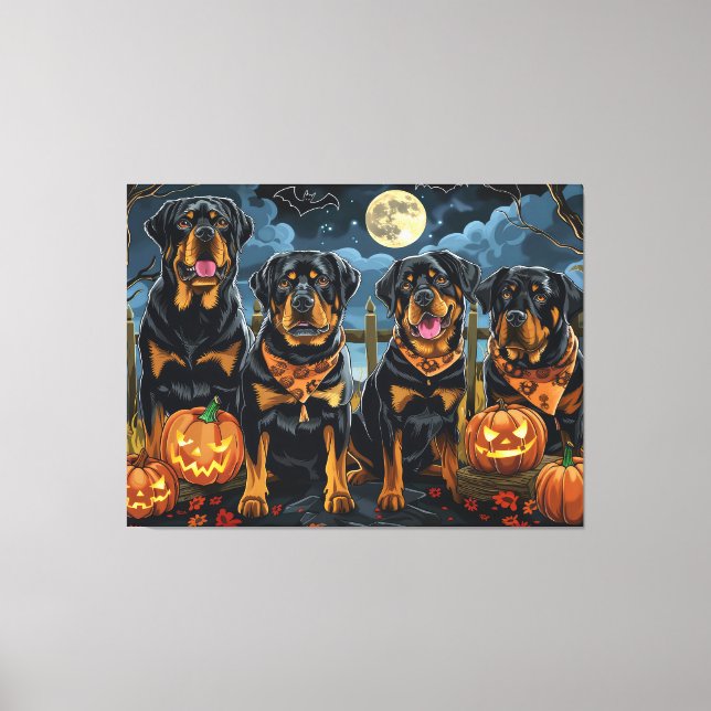 Lienzo Rottweiler Halloween Espeluznante (Anverso)